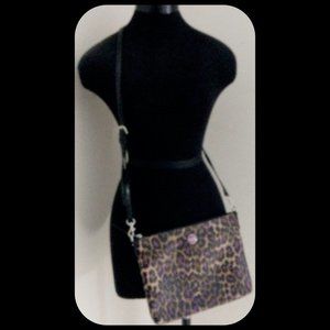 Coach Signature Violet Multi Ocelot Leopard Animal Print Tech Pouch Tablet Ipad